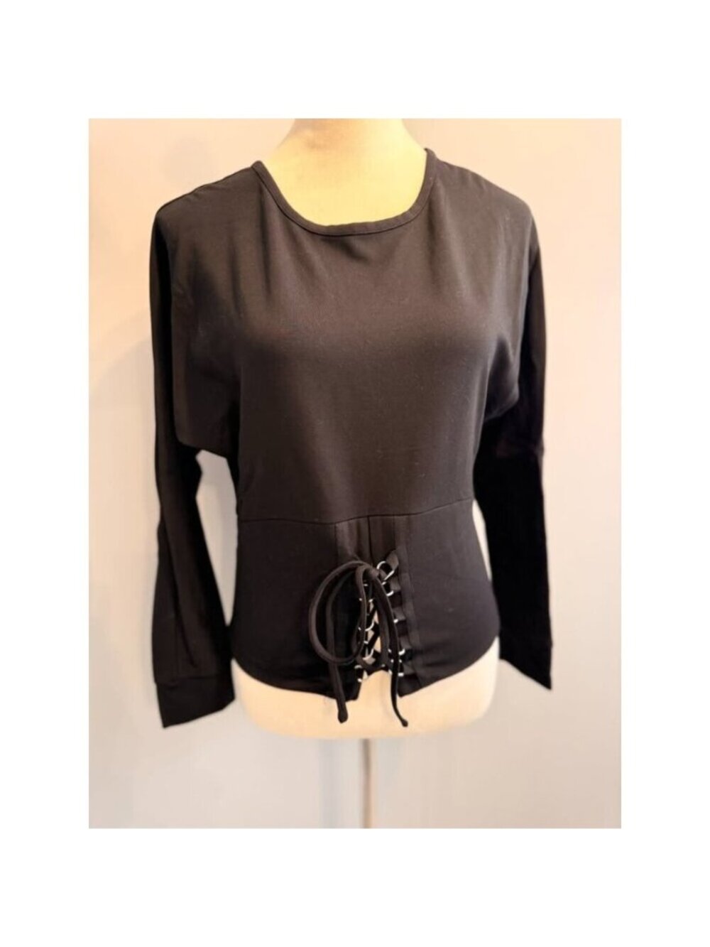 New Marc Bouwer Unlimited women's small black corset long sleeve top